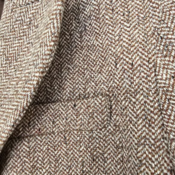 Talbots Wool Blend Tweed Herringbone Double Breasted Blazer Brown Size 8 - Picture 5 of 7